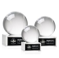 Baseball Spheres on Hancock Base Crystal Award - Corporate Awards