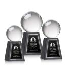 Baseball Spheres on Tall Marble Base Crystal Award