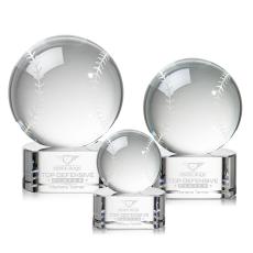 Baseball Spheres on Paragon Base Crystal Award - Baseball Awards