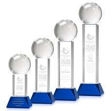 Baseball Blue on Stowe Base Spheres Crystal Award - Corporate Awards
