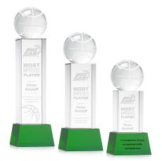 Basketball Green on Belcroft Base Spheres Crystal Award - Basketball Awards