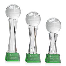 Basketball Green on Grafton Base Spheres Crystal Award - Basketball Awards