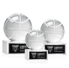 Basketball Spheres on Hancock Base Crystal Award - Basketball Awards