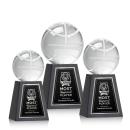 Basketball Spheres on Tall Marble Base Crystal Award