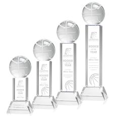 Basketball Clear on Stowe Base Spheres Crystal Award - Basketball Awards