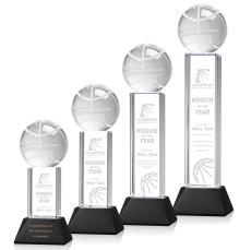 Basketball Black on Stowe Base Spheres Crystal Award - Basketball Awards