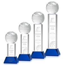 Basketball Blue on Stowe Base Spheres Crystal Award - Corporate Awards