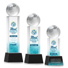 Soccer Ball Full Color Black on Belcroft Spheres Crystal Award - Soccer Awards