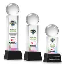 Baseball Full Color Black on Belcroft Spheres Crystal Award - Corporate Awards