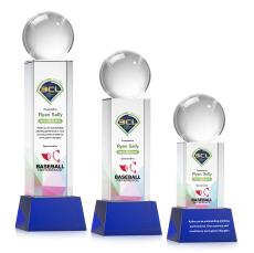 Baseball Full Color Blue on Belcroft Spheres Crystal Award - Corporate Awards
