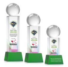 Baseball Full Color Green on Belcroft Spheres Crystal Award - Corporate Awards