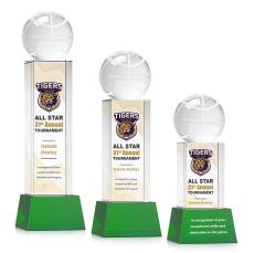 Basketball Full Color Green on Belcroft Spheres Crystal Award - Basketball Awards