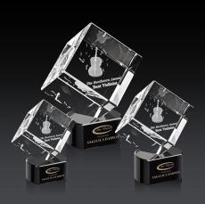 Burrill 3D Black on Paragon Base Crystal Award - 3D Laser Engraved
