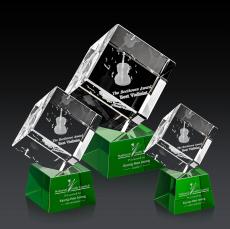 Burrill 3D Green on Robson Base Crystal Award - Modern Awards