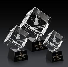 Burrill 3D Black on Robson Base Crystal Award - Modern Awards