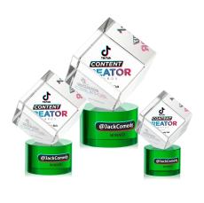 Burrill Full Color Green on Marvel Base Crystal Award - Crystal Awards