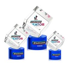 Burrill Full Color Blue on Marvel Base Crystal Award - Glass Awards