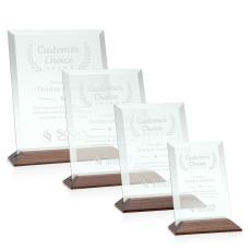 Embassy Jade/Walnut (Vert) Rectangle Glass Award - Employee Awards
