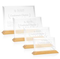 Embassy Starfire/Bamboo (Horiz) Rectangle Bamboo Award - Crystal Awards