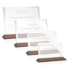 Embassy Starfire/Walnut (Horiz) Rectangle Crystal Award - Modern Awards