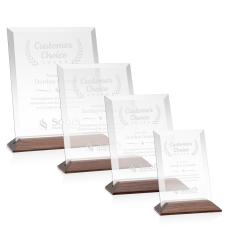 Embassy Starfire/Walnut (Vert) Rectangle Crystal Award - Modern Awards