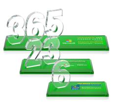 Northam Milestone Full Color Green Number Crystal Award - Sales Awards