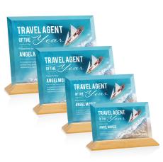 Embassy Full Color Starfire/Bamboo (Horiz) Rectangle Bamboo Award - Crystal Awards