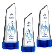 Akron Full Color Blue on Base Obelisk Crystal Award - Full Color Awards