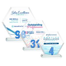 Riviera Milestone Full Color Blue Number Crystal Award - Full Color Awards