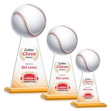 Edenwood Baseball Full Color Amber Obelisk Crystal Award - Full Color Awards