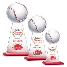 Edenwood Baseball Full Color Red Obelisk Crystal Award - Baseball Awards
