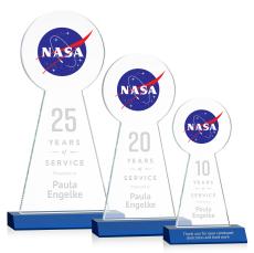 Laidlaw Full Color/Etch Blue Obelisk Crystal Award - Crystal Pillar Awards