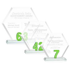 Riviera Milestone Green Number Crystal Award - Crystal Awards