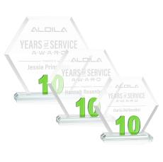 Riviera Anniversary Green  No 10 Number Crystal Award - Crystal Awards
