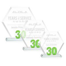 Riviera Anniversary Green  No 30 Number Crystal Award - Glass Awards