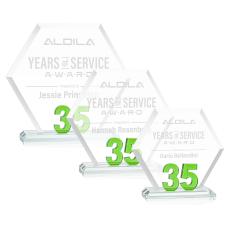 Riviera Anniversary Green  No 35 Number Crystal Award - Glass Awards