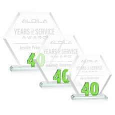 Riviera Anniversary Green  No 40 Number Crystal Award - Glass Awards