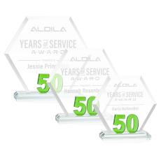 Riviera Anniversary Green  No 50 Number Crystal Award - Glass Awards