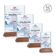 Walkerton Full Color Starfire/Walnut (Vert) Rectangle Crystal Award - Modern Awards