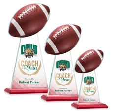 Edenwood Football Full Color Red Obelisk Crystal Award - Glass Awards