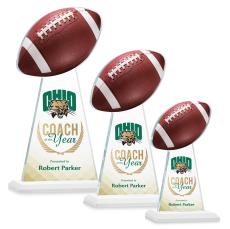 Edenwood Football Full Color White Obelisk Crystal Award - Crystal Pillar Awards