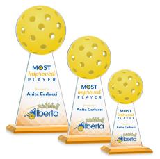 Edenwood Pickleball Full Color Amber Obelisk Crystal Award - Crystal Pillar Awards