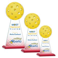 Edenwood Pickleball Full Color Red Obelisk Crystal Award - Crystal Pillar Awards
