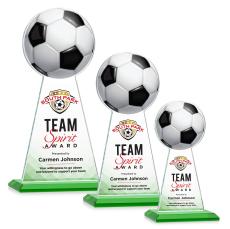 Edenwood Soccer Full Color Green Obelisk Crystal Award - Crystal Pillar Awards