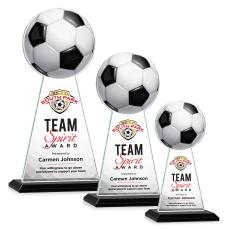 Edenwood Soccer Full Color Black Obelisk Crystal Award - Crystal Pillar Awards