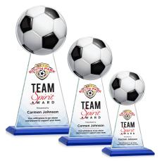 Edenwood Soccer Full Color Blue Obelisk Crystal Award - Crystal Pillar Awards