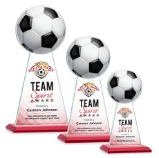Edenwood Soccer Full Color Red Obelisk Crystal Award - Crystal Pillar Awards