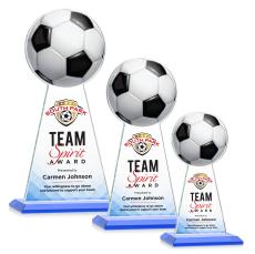 Edenwood Soccer Full Color Sky Blue Obelisk Crystal Award - Crystal Pillar Awards