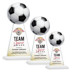 Edenwood Soccer Full Color White Obelisk Crystal Award - Crystal Pillar Awards