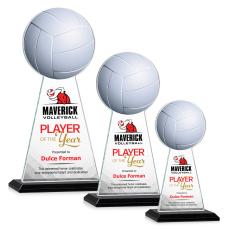 Edenwood Volleyball Full Color Black Obelisk Crystal Award - Crystal Pillar Awards